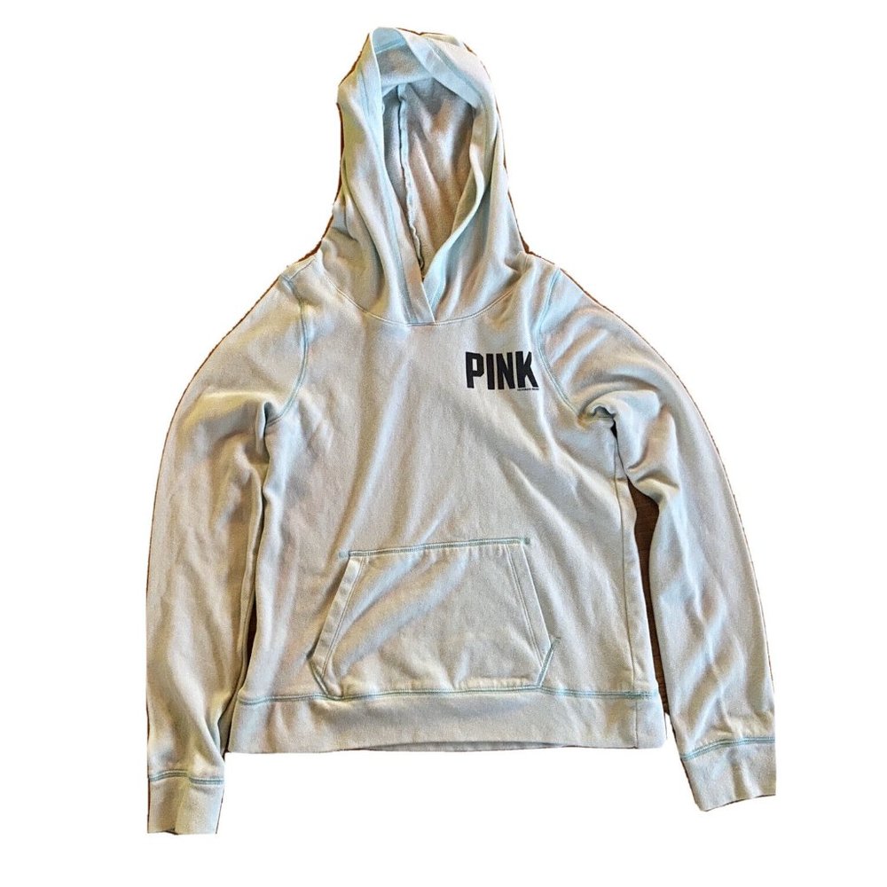 Victoria's Secret PINK Pullover Hoodie ~ Size M ~ Women's Light Blue Hoodie